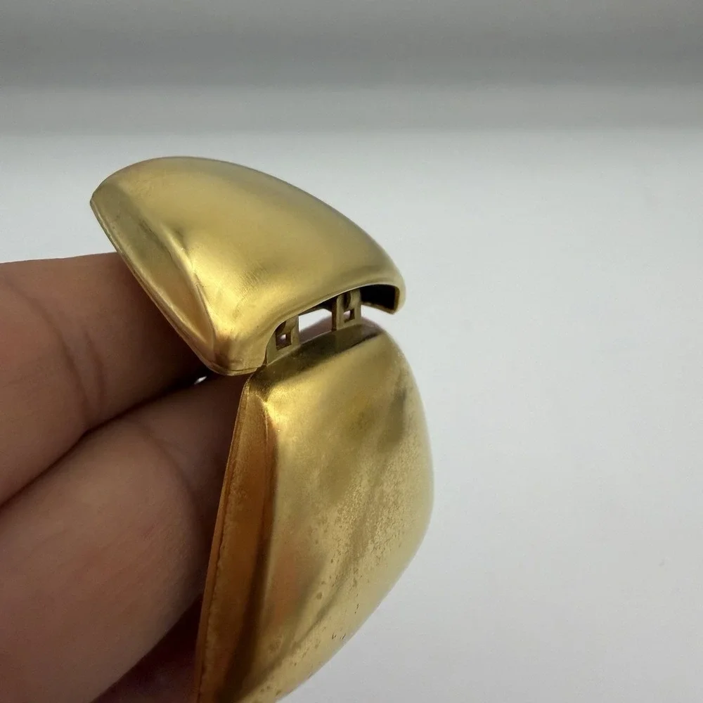 Vtg 80s Chunky Gold Tone Earrings Geometric Puffy Runway Statement